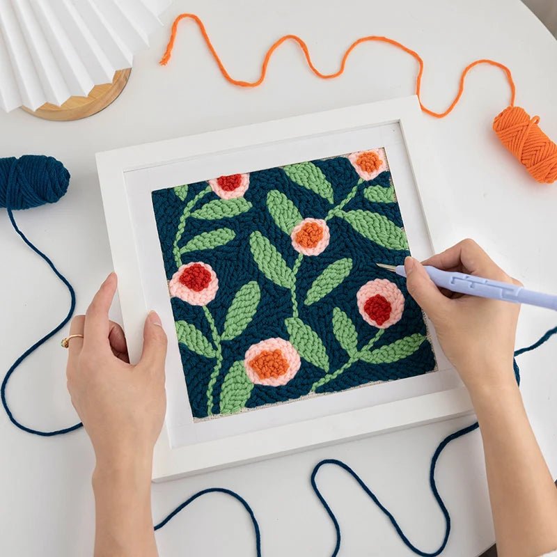 Complete Punch Needle Embroidery Kit For Beginner with Magic Embroidery Punch Needle Yarn Wool Tufting Rug Hooking DIY Craft Set - Premium Embroidery Kits