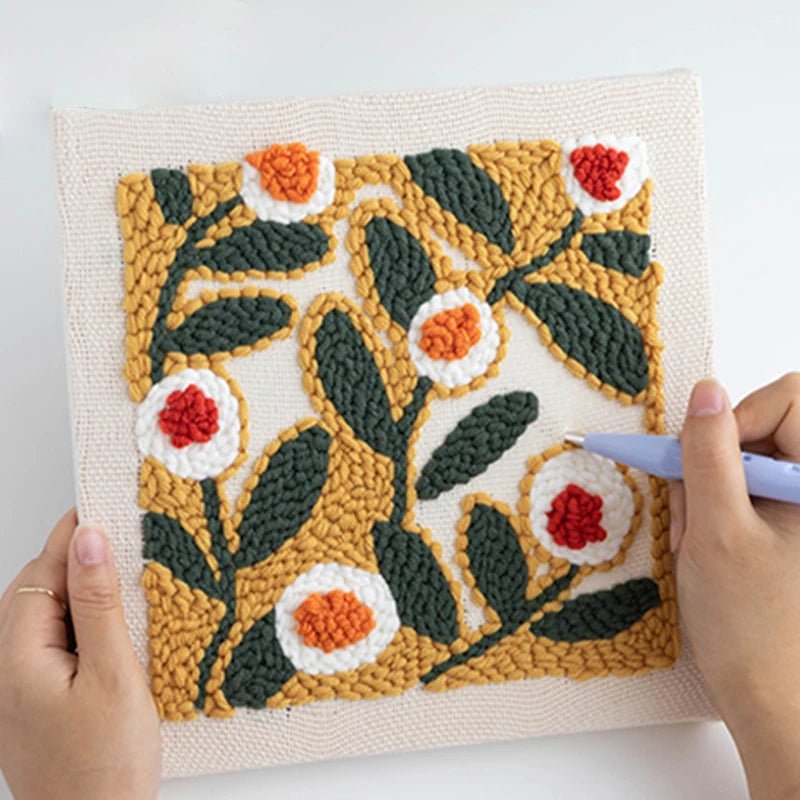 Complete Punch Needle Embroidery Kit For Beginner with Magic Embroidery Punch Needle Yarn Wool Tufting Rug Hooking DIY Craft Set - Premium Embroidery Kits