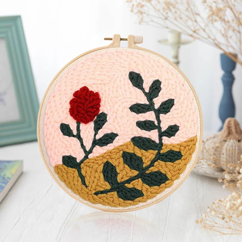 Complete Punch Needle Embroidery Kit For Beginner with Magic Embroidery Punch Needle Yarn Wool Tufting Rug Hooking DIY Craft Set - Premium Embroidery Kits