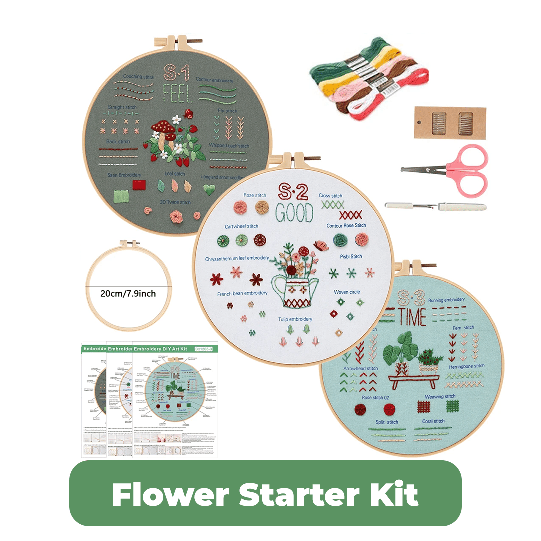 Flower Starter Kit - Premium Embroidery Kits